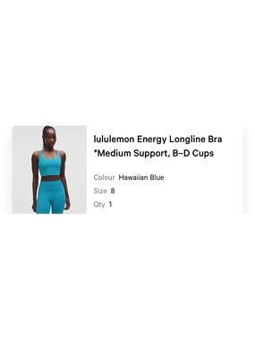 lululemon Energy Longline Bra - Hawaiian Blue